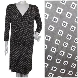 LOFT Maternity Dress, MM, Jersey soft, Gray, Geometric/Diamonds, 3/4 sleeves